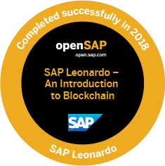 Record of achievement An Introduction to Blockchain with SAP Leonardo